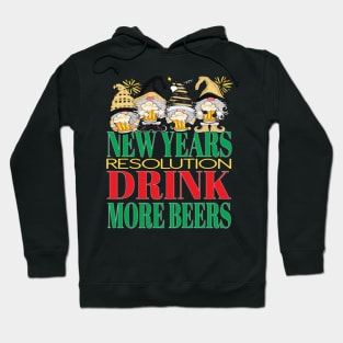 Funny New Years Resolution Drink More Beers Alcohol Gnome Hoodie